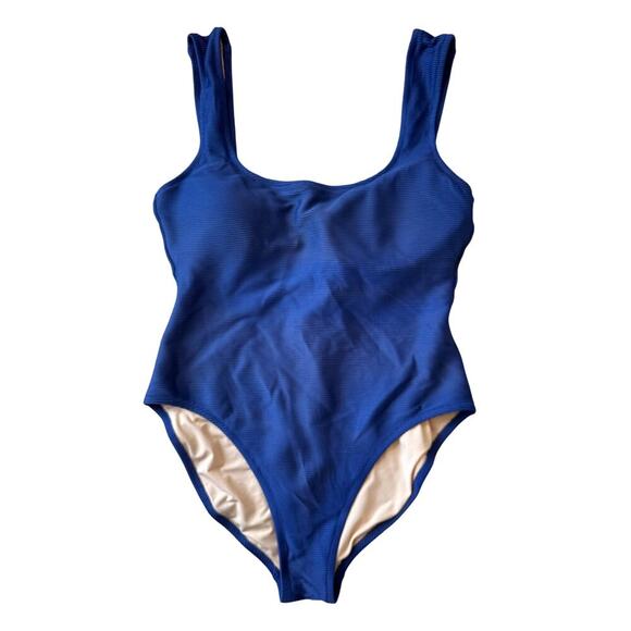J. Crew Women's Swim suit/bathing suit, size 14; Blue Tank style; shelf bra - Picture 1 of 8